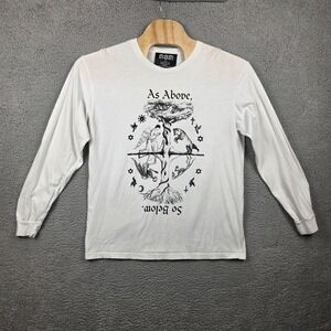MBM Shirt Mens Large White Long‎ Sleeve As Above So Below Graphic Tee Occult